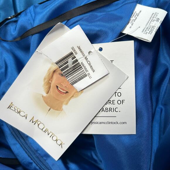 Jessica McClintock Gunne Sax Blue Satin Tulle Party Dress Size 9 - Picture 10 of 12